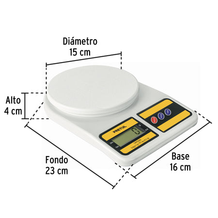 Bascula digital para cocina plato de poliprop 5 kg Pretul