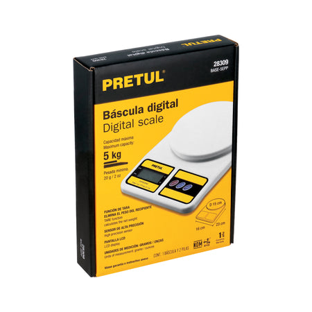 Bascula digital para cocina plato de poliprop 5 kg Pretul