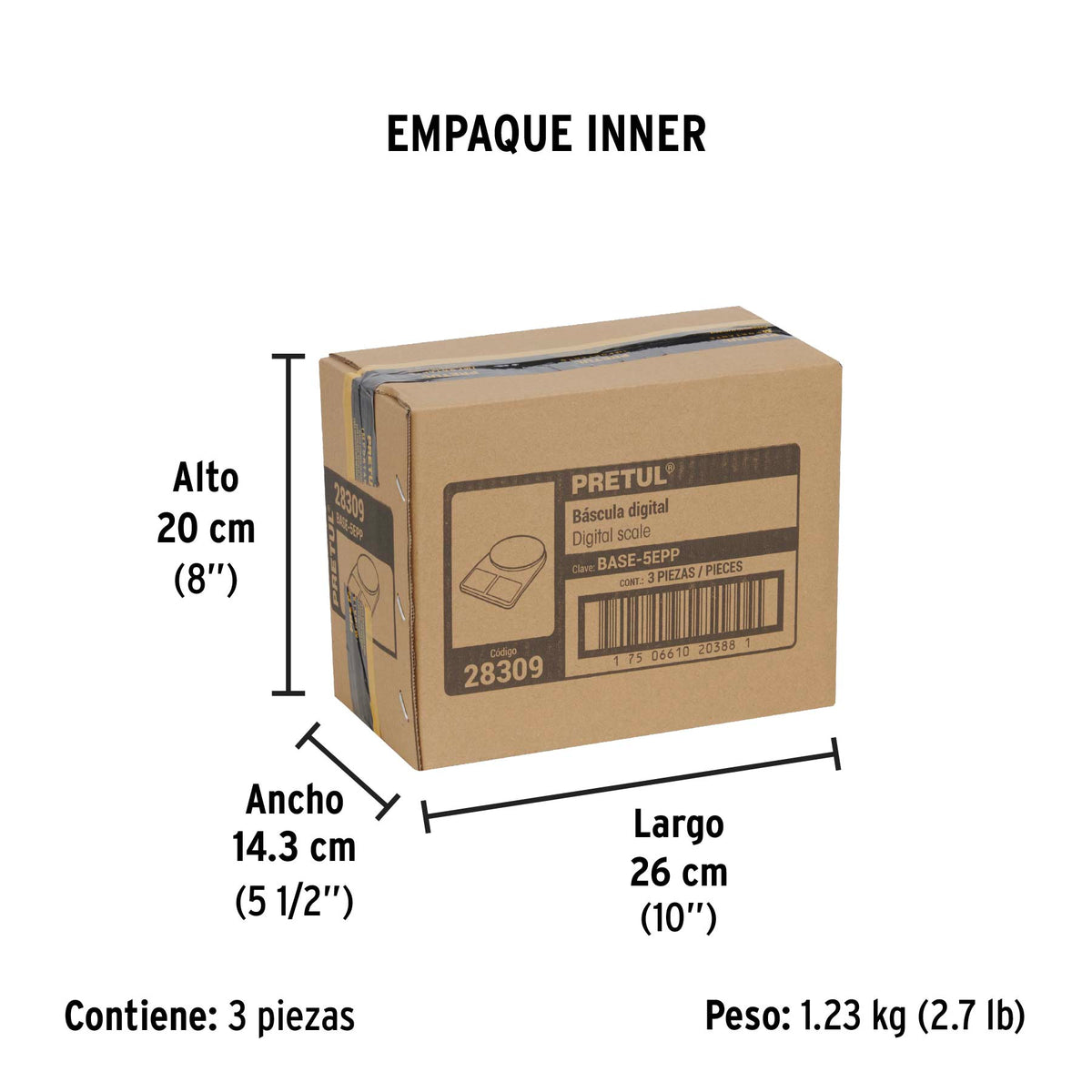 Bascula digital para cocina plato de poliprop 5 kg Pretul