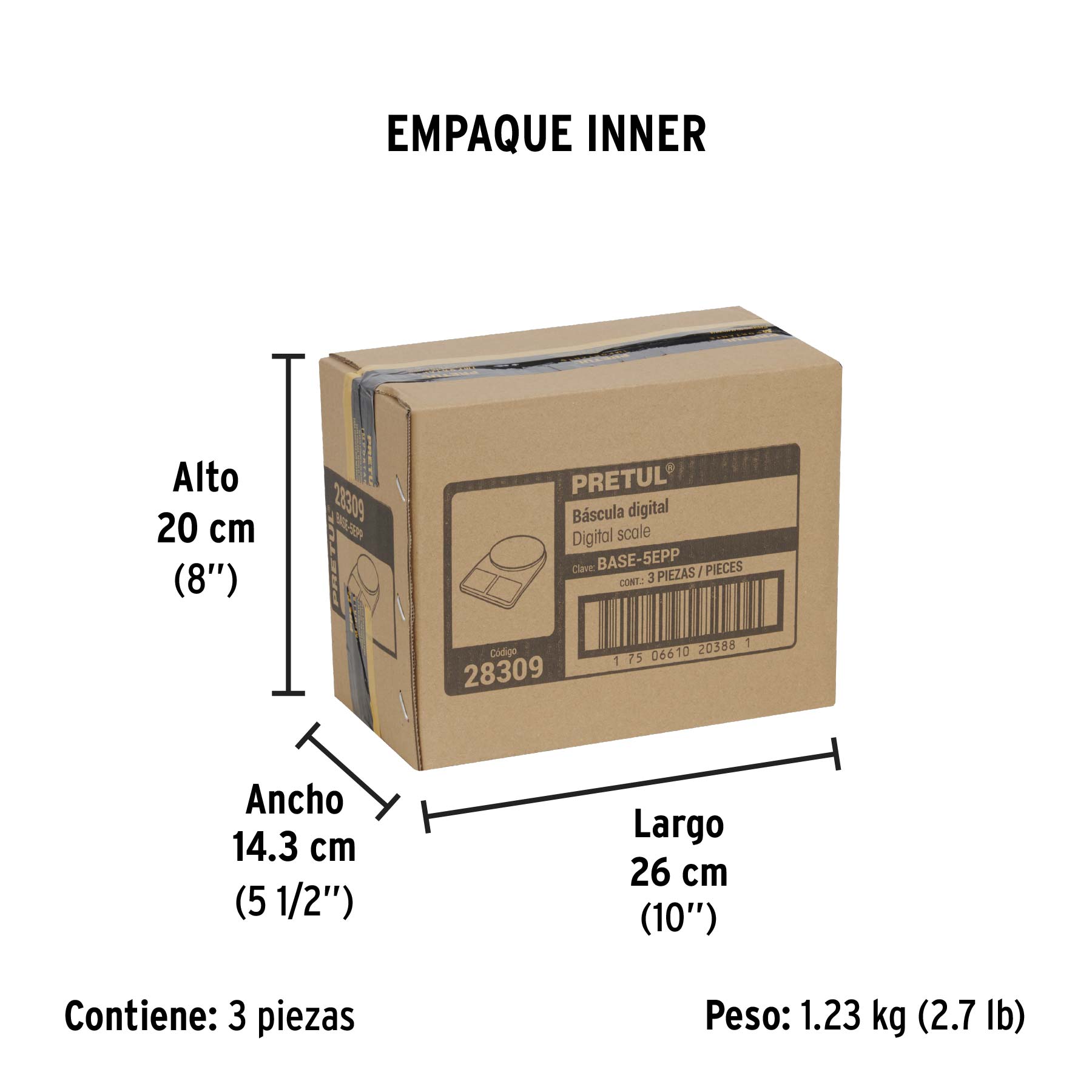Bascula digital para cocina plato de poliprop 5 kg Pretul
