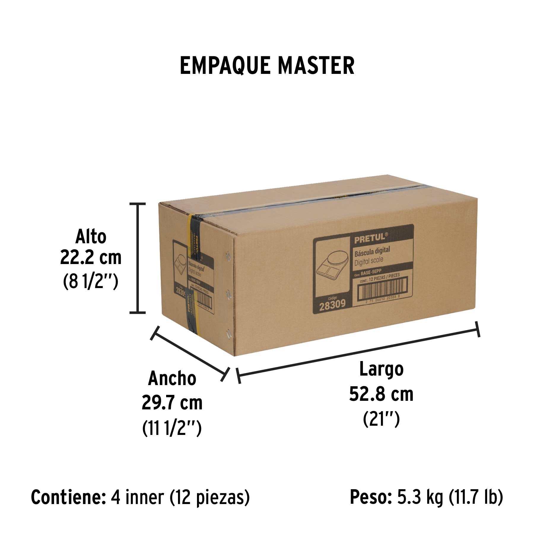 Bascula digital para cocina plato de poliprop 5 kg Pretul