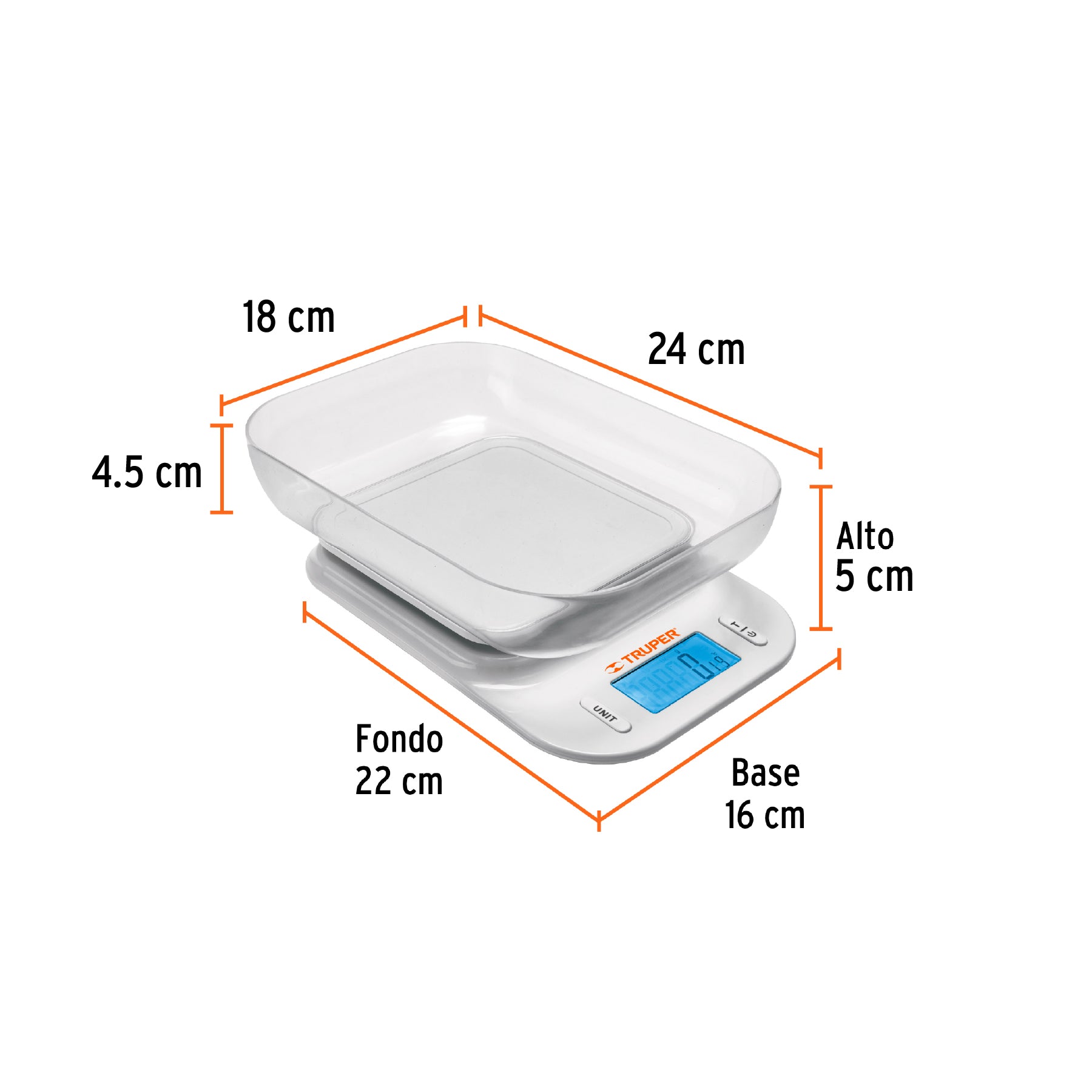 Bascula digital para cocina con tazon 5 kg Truper