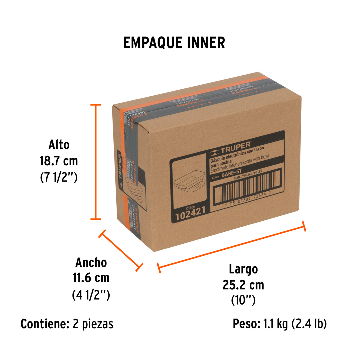 Bascula digital para cocina con tazon 5 kg Truper
