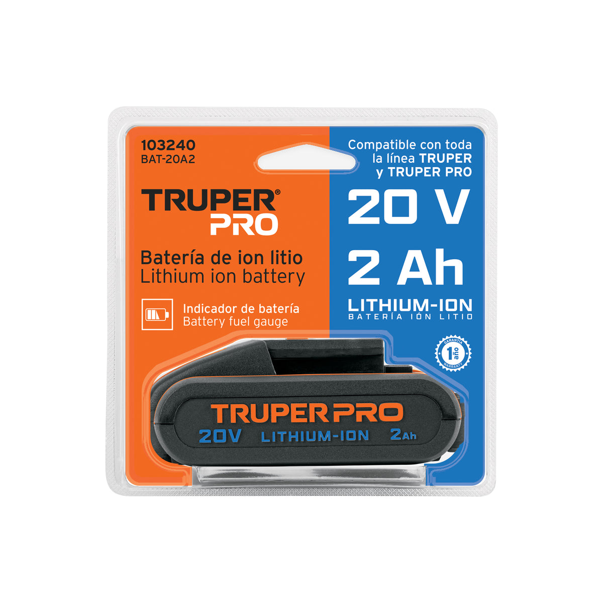Bateria ion litio 20V 2 Ah TRUPER PRO