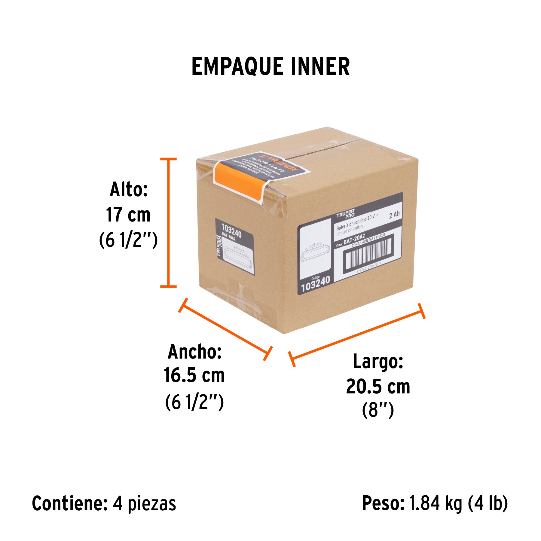 Bateria ion litio 20V 2 Ah TRUPER PRO