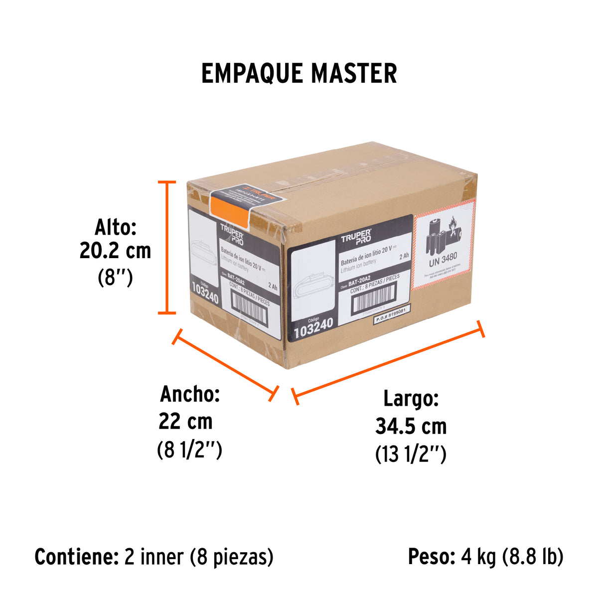 Bateria ion litio 20V 2 Ah TRUPER PRO
