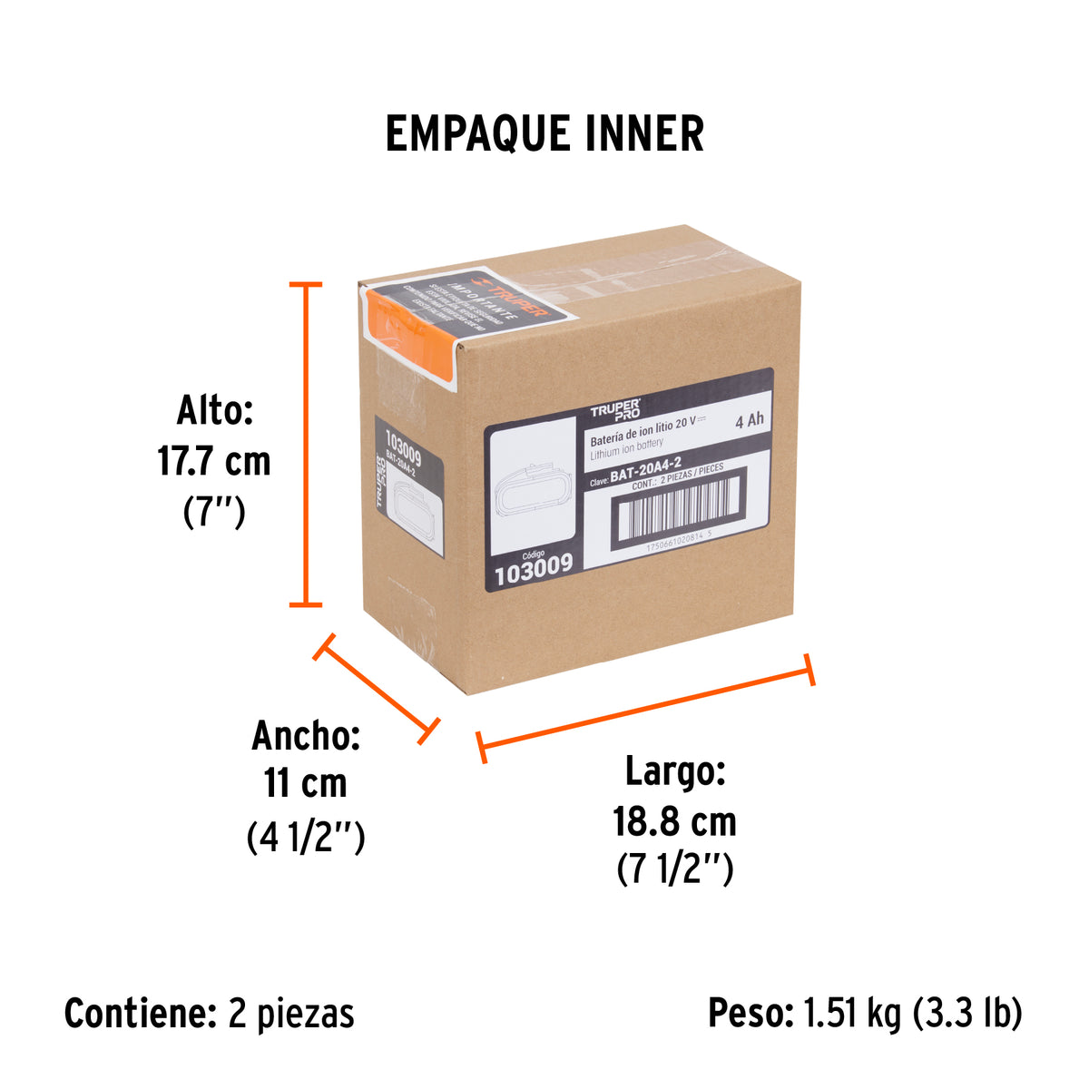 Bateria ion litio 20V 4 Ah TRUPER PRO
