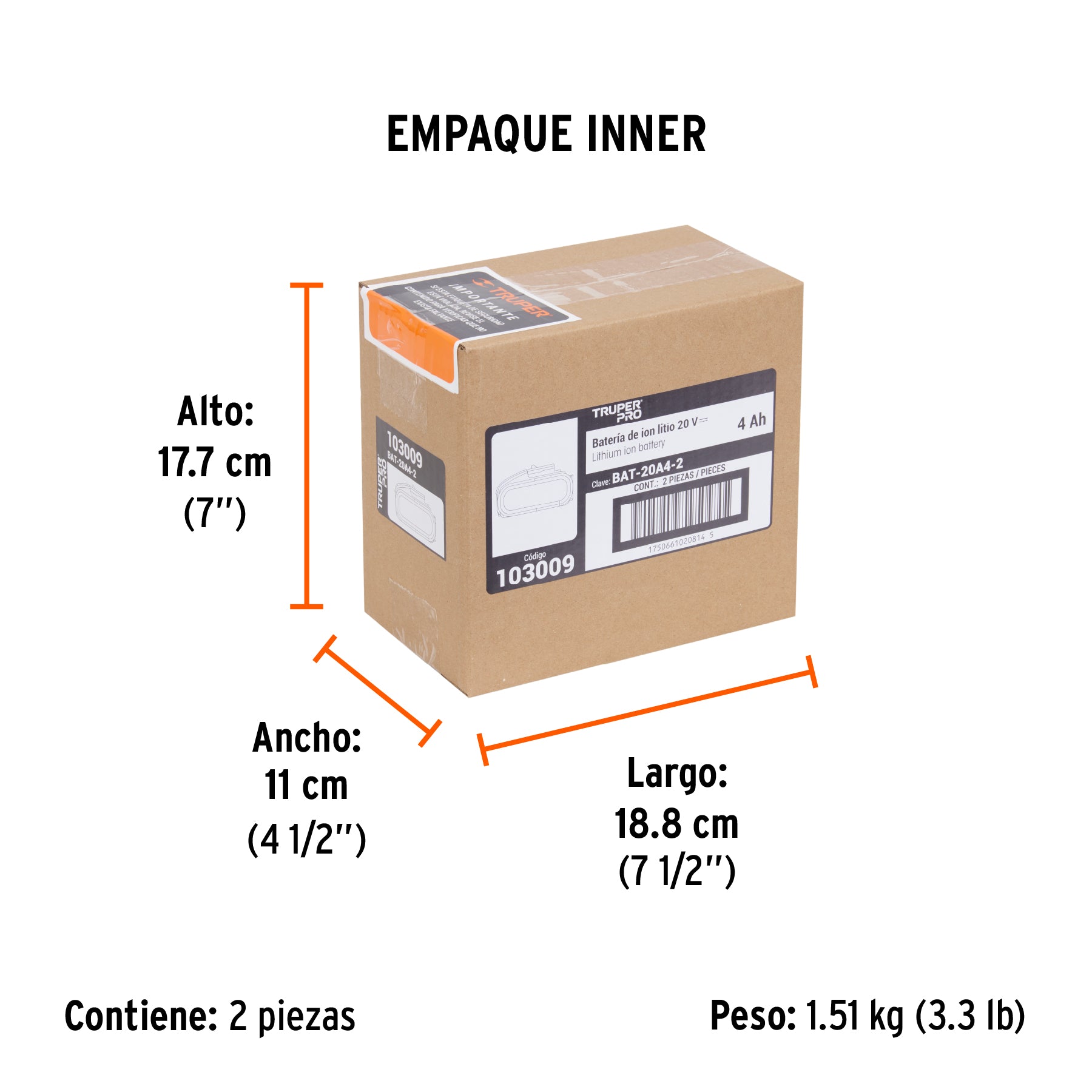 Bateria ion litio 20V 4 Ah TRUPER PRO