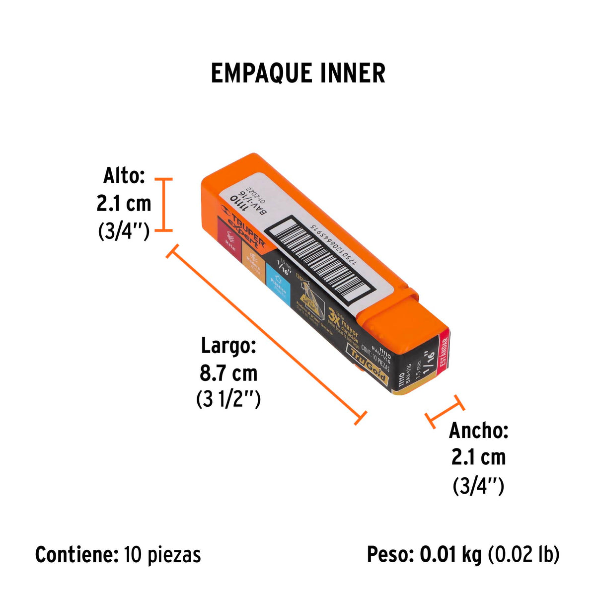 Broca HSS Trugold para metal Truper Expert 1/16"