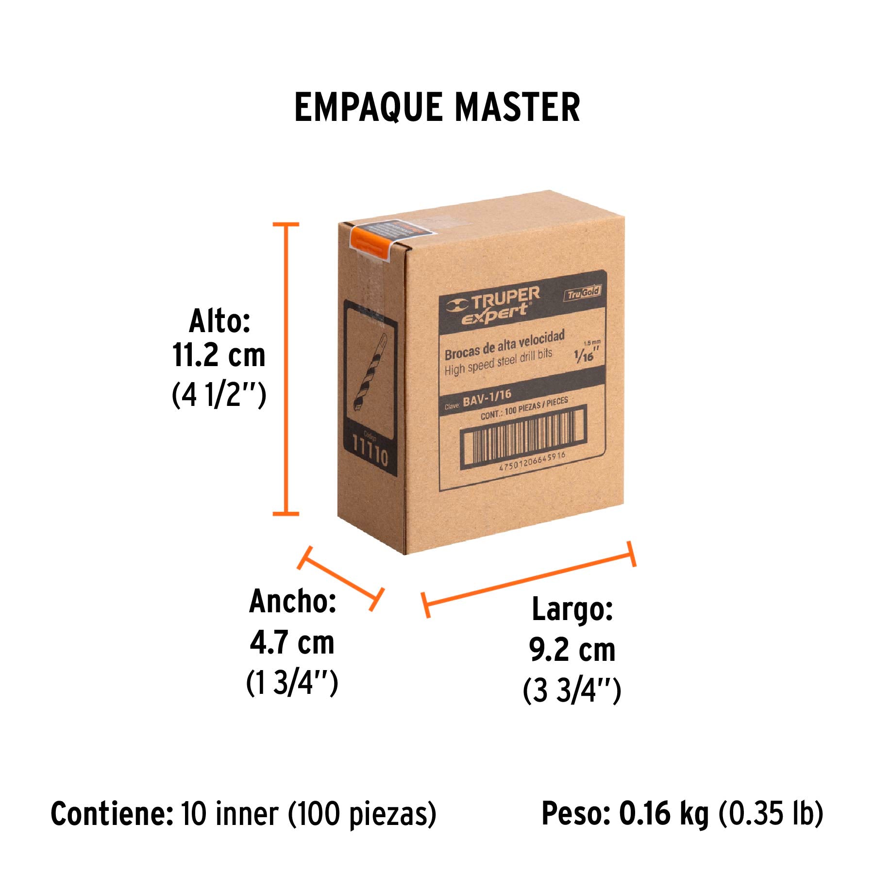 Broca HSS Trugold para metal Truper Expert 1/16"