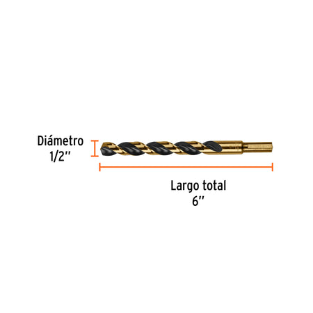 Broca HSS 1/2' Trugold para metal en blíster, EXPERT