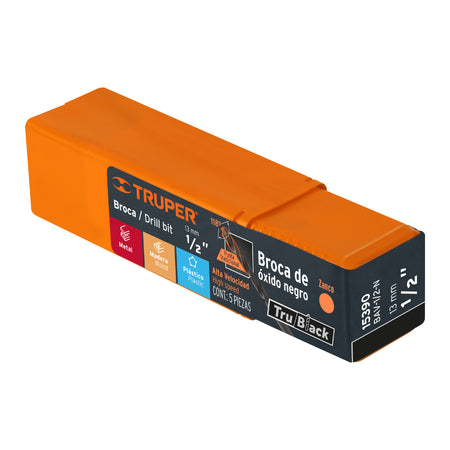 Broca HSS Trublack para metal Truper 1/2"