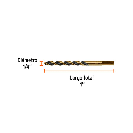 Broca HSS 1/4' Trugold para metal en blíster, EXPERT