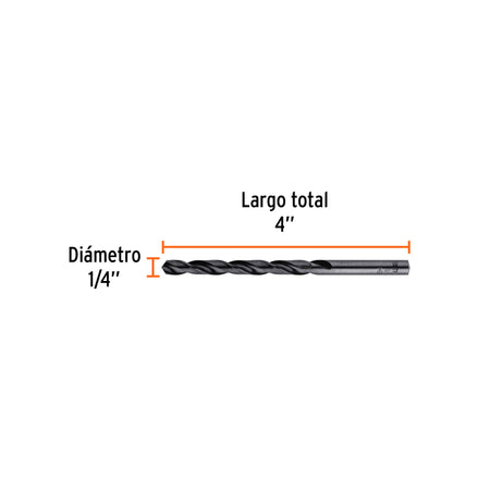 Broca HSS Trublack para metal Truper 1/4"