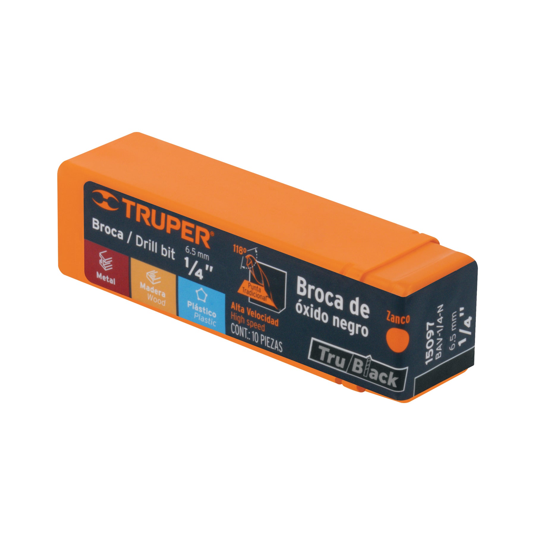 Broca HSS Trublack para metal Truper 1/4"