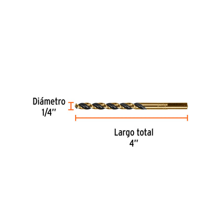 Broca HSS Trugold para metal Truper Expert 1/4"