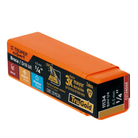 Broca HSS Trugold para metal Truper Expert 1/4"