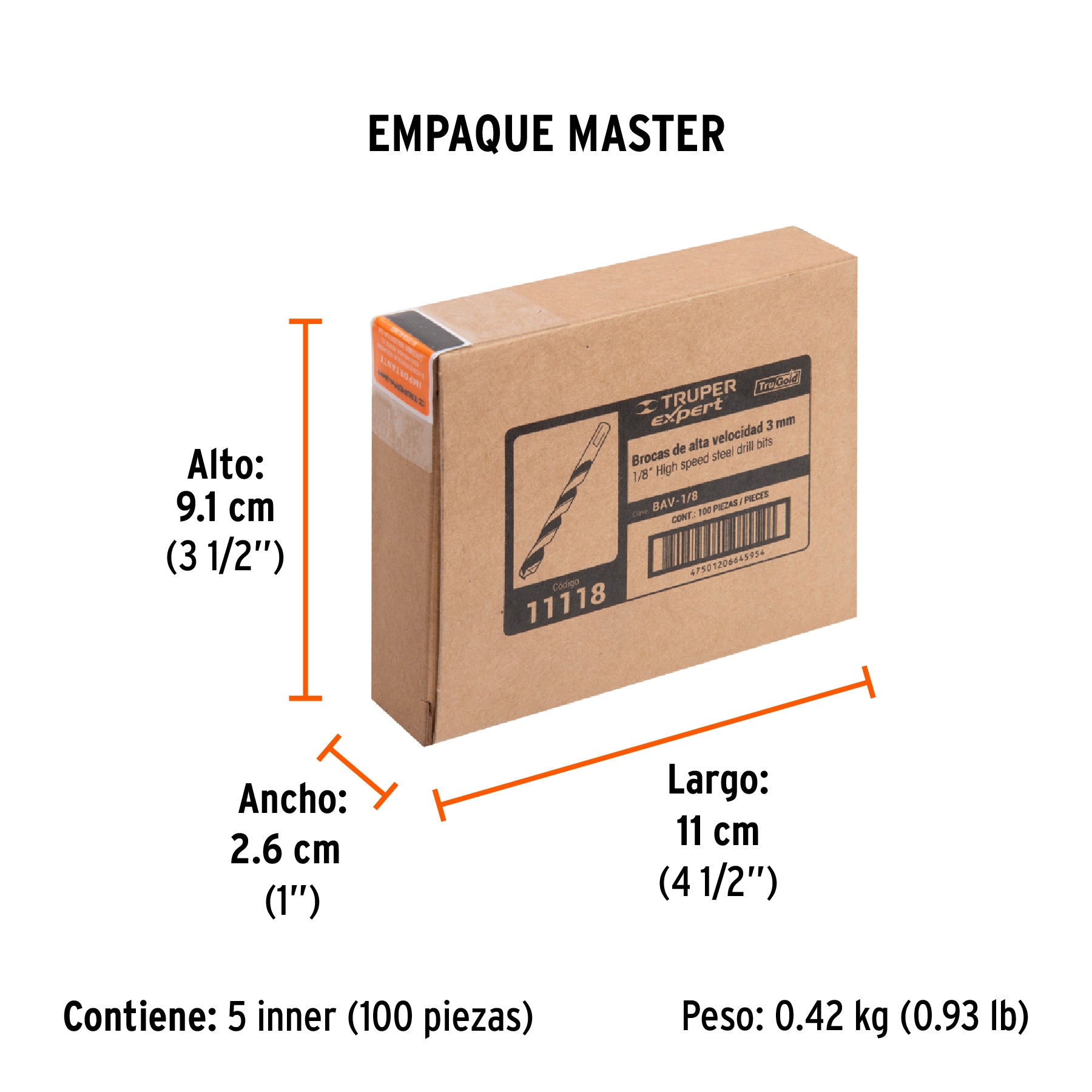 Broca HSS Trugold para metal Truper Expert 1/8"