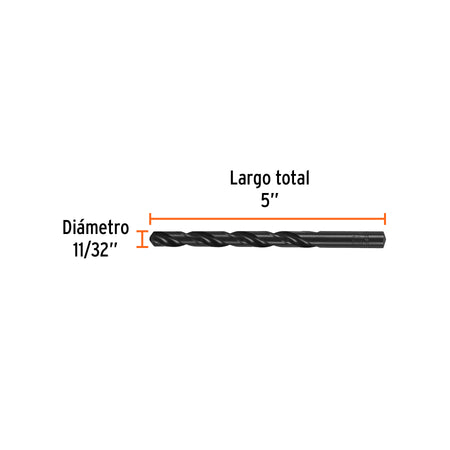 Broca HSS Trublack para metal Truper 11/32"