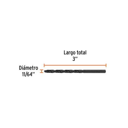 Broca HSS Trublack para metal Truper 11/64"