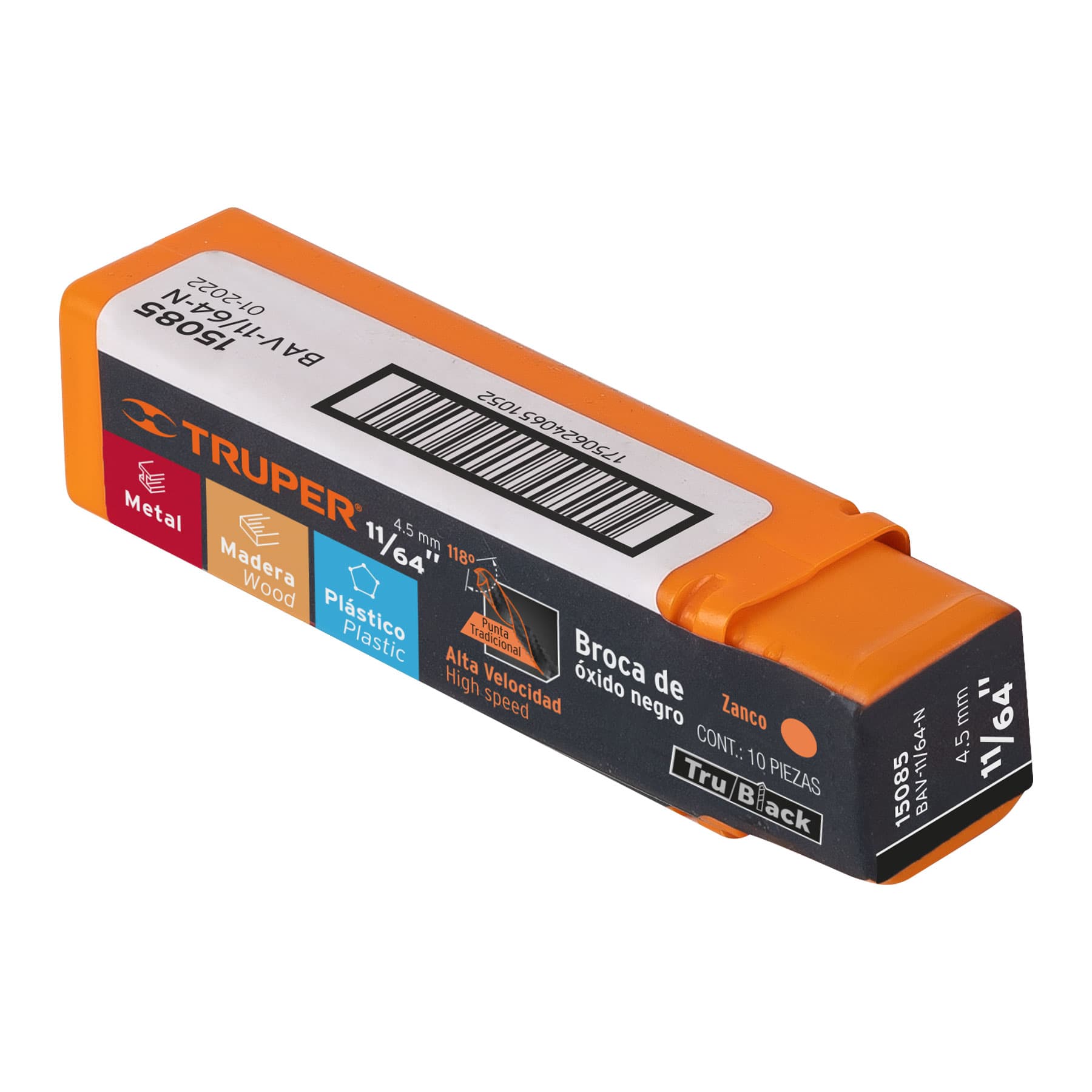 Broca HSS Trublack para metal Truper 11/64"
