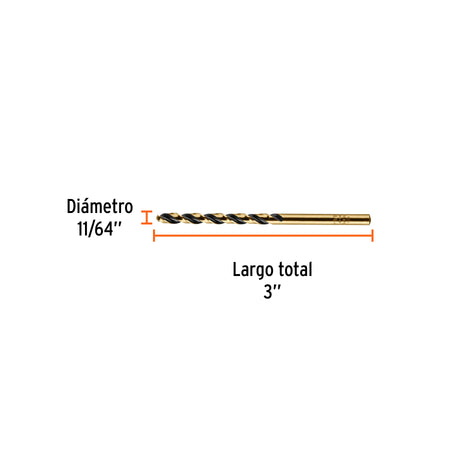 Broca HSS Trugold para metal Truper Expert 11/64"