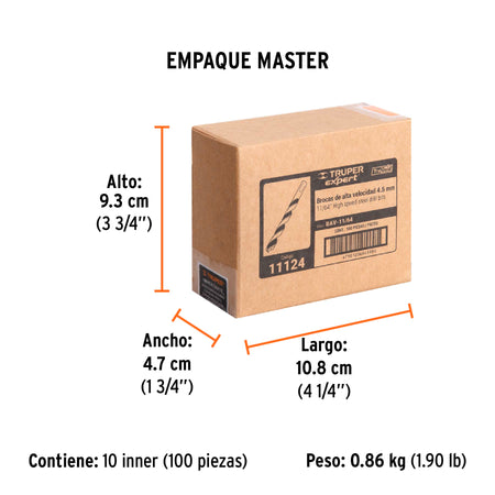 Broca HSS Trugold para metal Truper Expert 11/64"