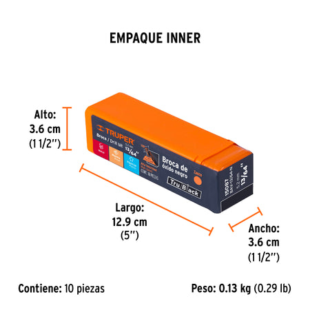 Broca HSS Trublack para metal Truper 13/64"