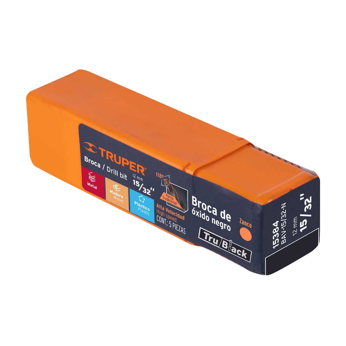Broca HSS Trublack para metal Truper 15/32"