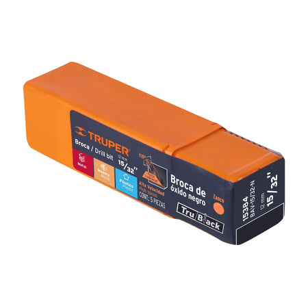 Broca HSS Trublack para metal Truper 15/32"