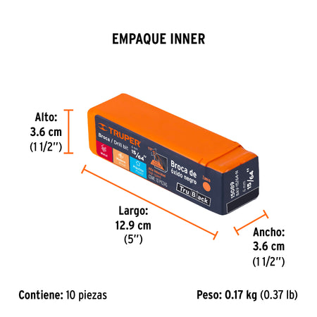 Broca HSS Trublack para metal Truper 15/64"