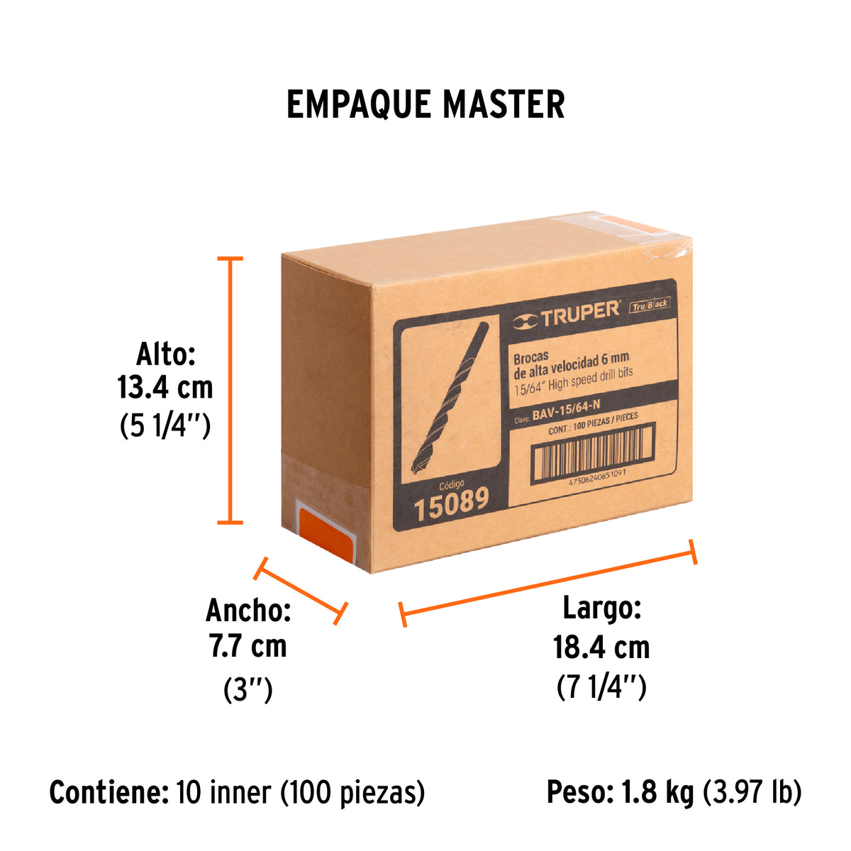 Broca HSS Trublack para metal Truper 15/64"