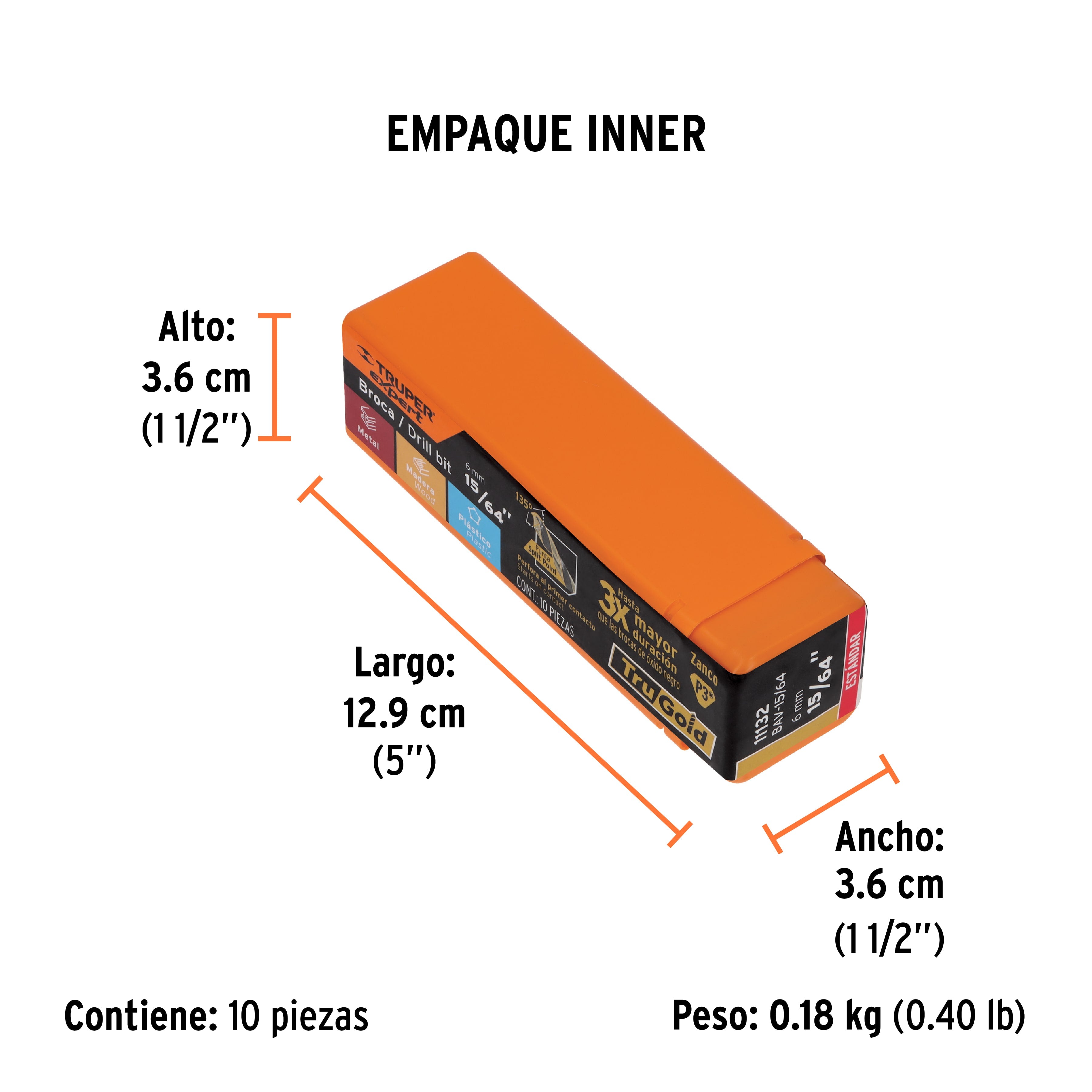 Broca HSS Trugold para metal Truper Expert 15/64"