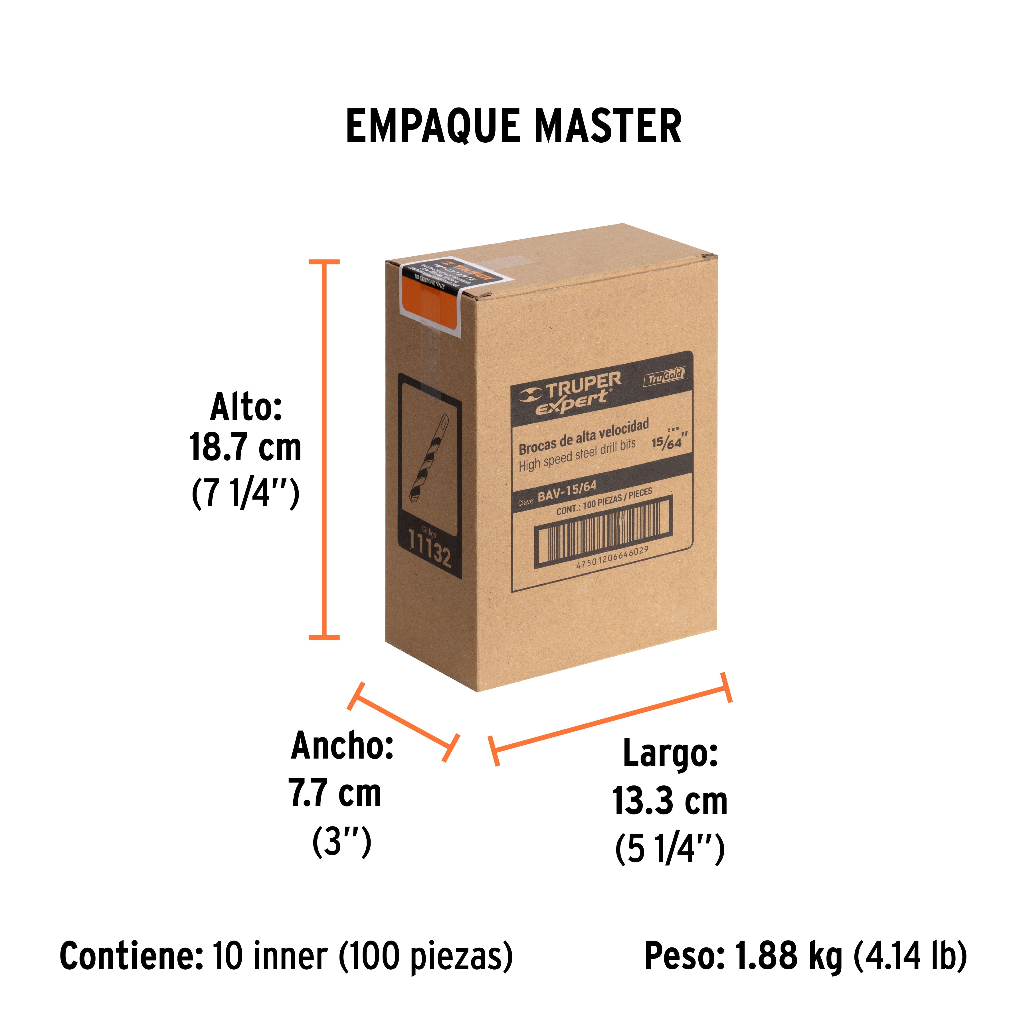 Broca HSS Trugold para metal Truper Expert 15/64"