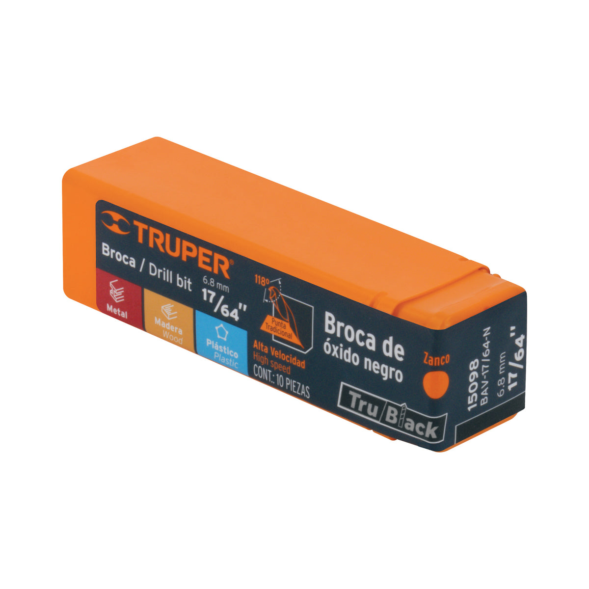 Broca HSS Trublack para metal Truper 17/64"