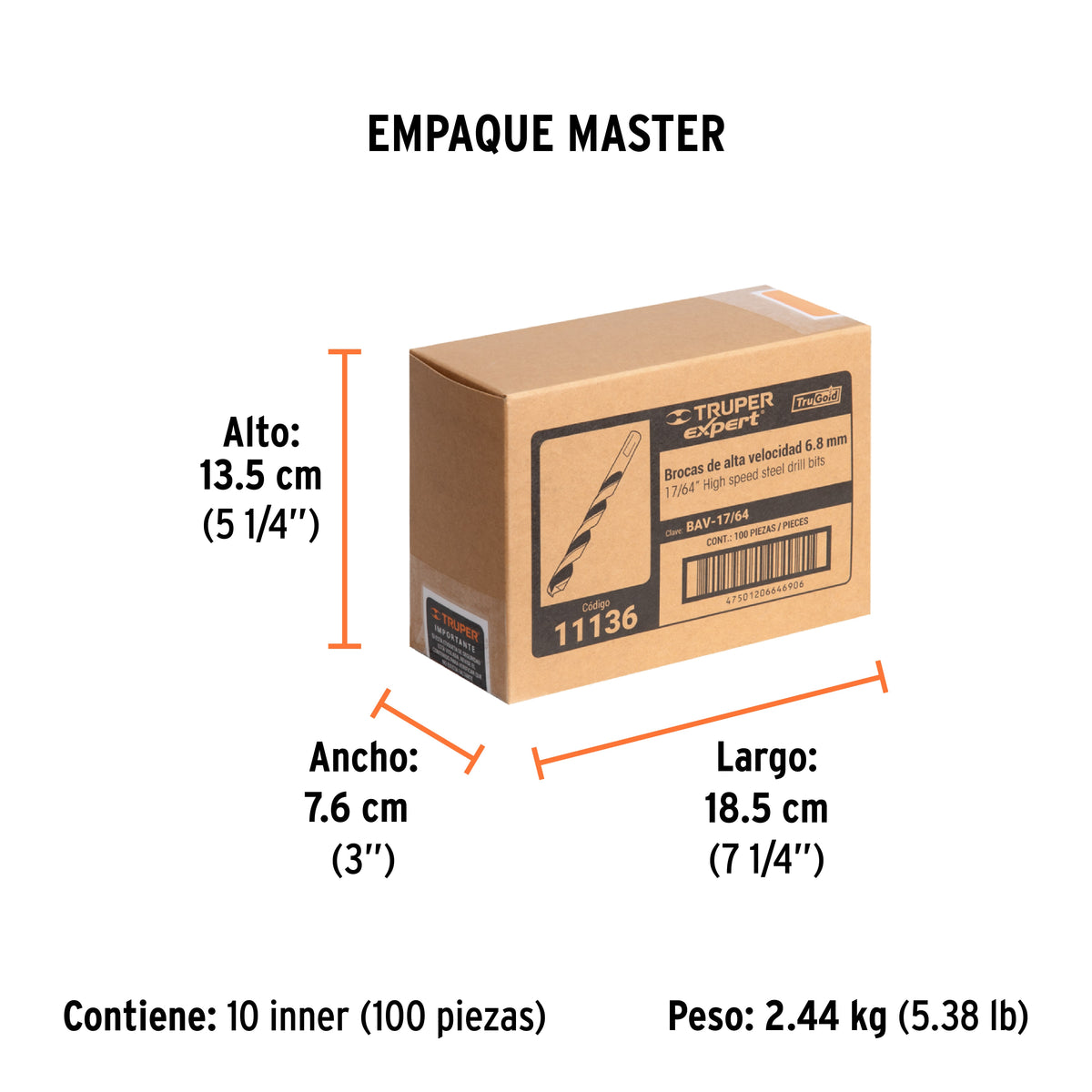 Broca HSS Trugold para metal Truper Expert 17/64"
