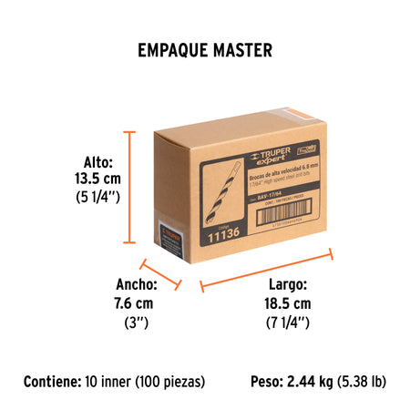 Broca HSS Trugold para metal Truper Expert 17/64"