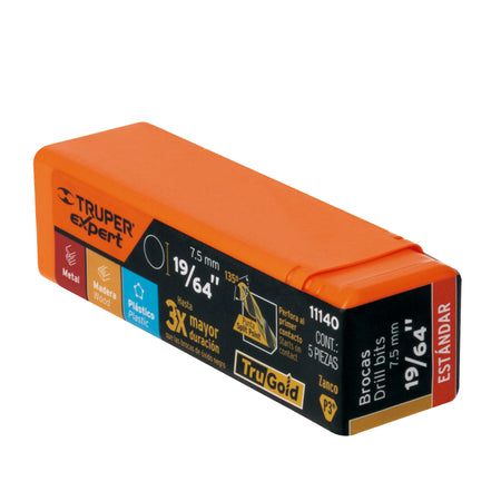 Broca HSS Trugold para metal Truper Expert 19/64"