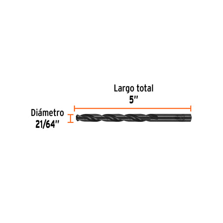 Broca HSS Trublack para metal Truper 21/64"