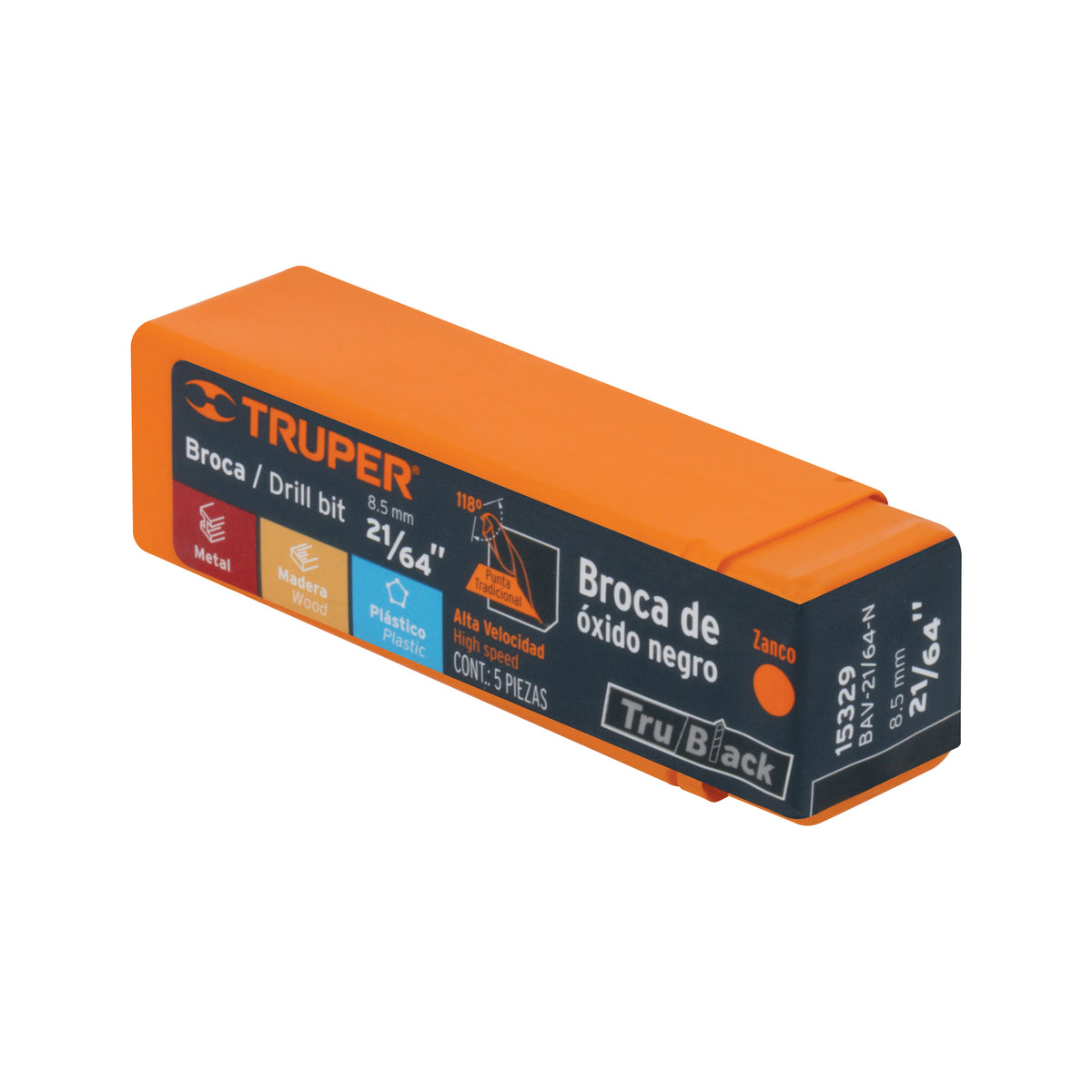 Broca HSS Trublack para metal Truper 21/64"