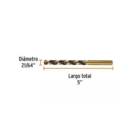 Broca HSS Trugold para metal Truper Expert 21/64"