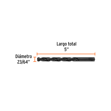 Broca HSS Trublack para metal Truper 23/64"