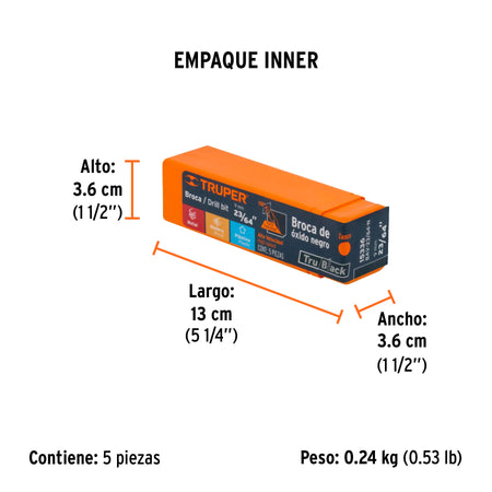 Broca HSS Trublack para metal Truper 23/64"