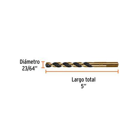 Broca HSS Trugold para metal Truper Expert 23/64"