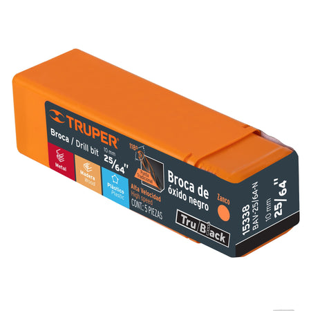 Broca HSS Trublack para metal Truper 25/64"