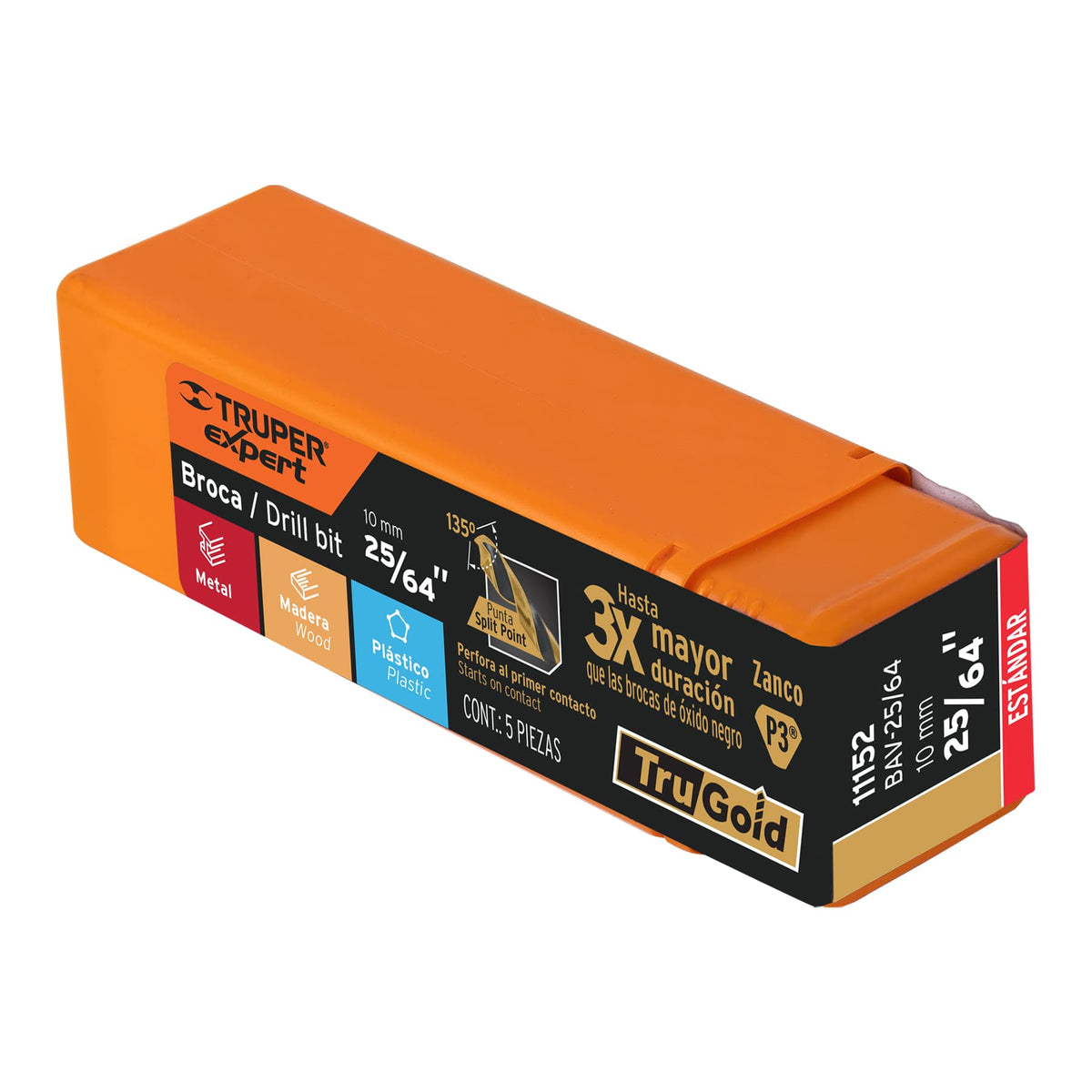 Broca HSS Trugold para metal Truper Expert 25/64"
