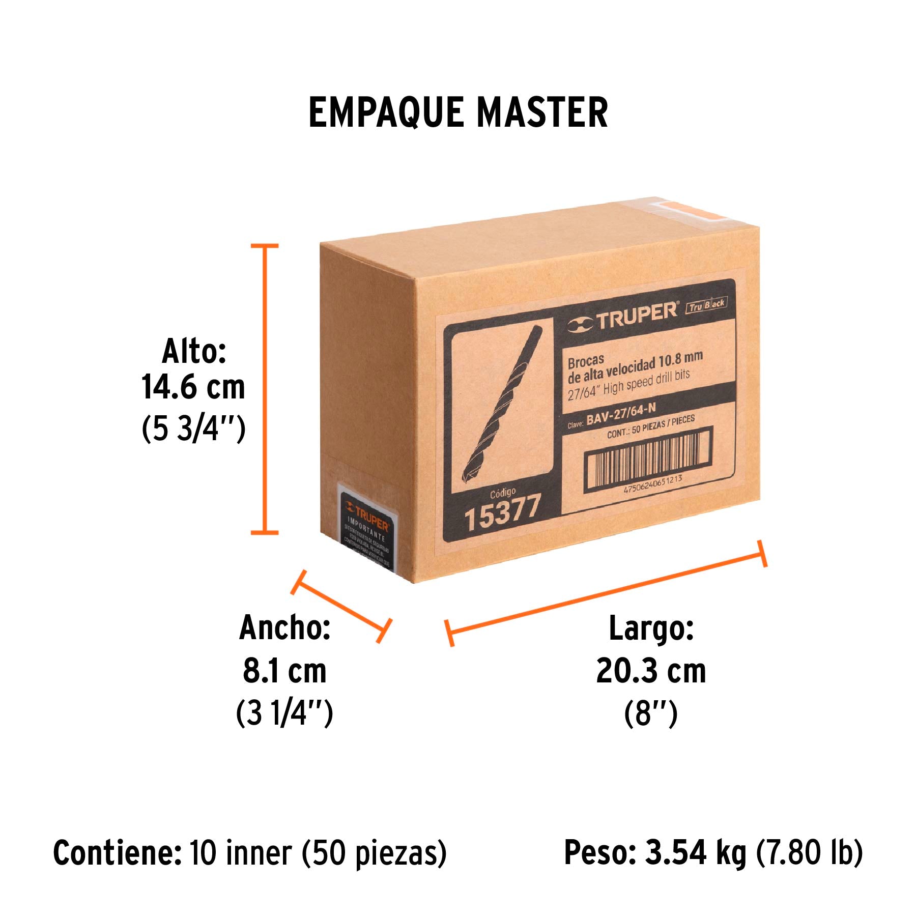 Broca HSS Trublack para metal Truper 27/64"