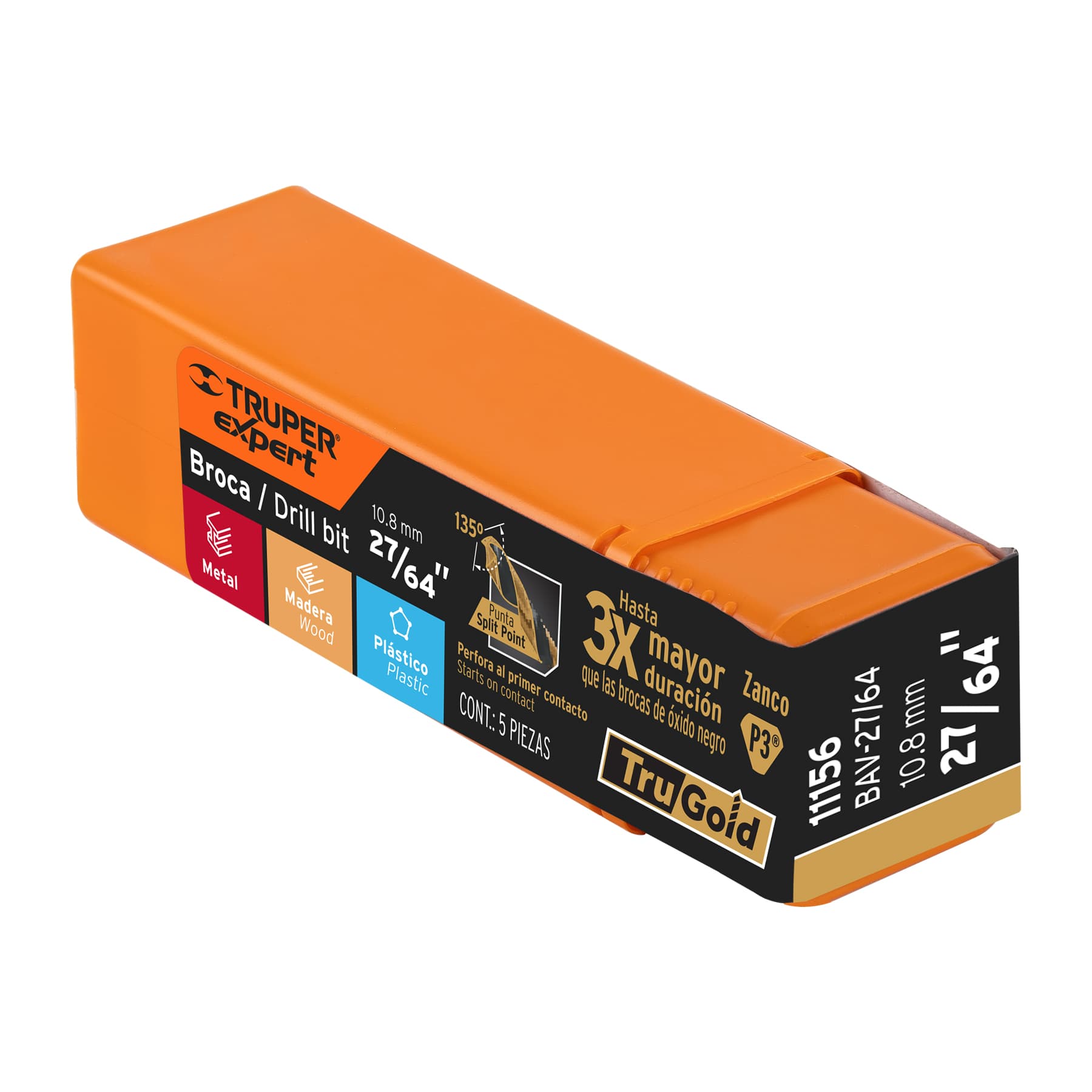 Broca HSS Trugold para metal Truper Expert 27/64"