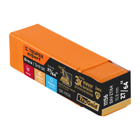 Broca HSS Trugold para metal Truper Expert 27/64"