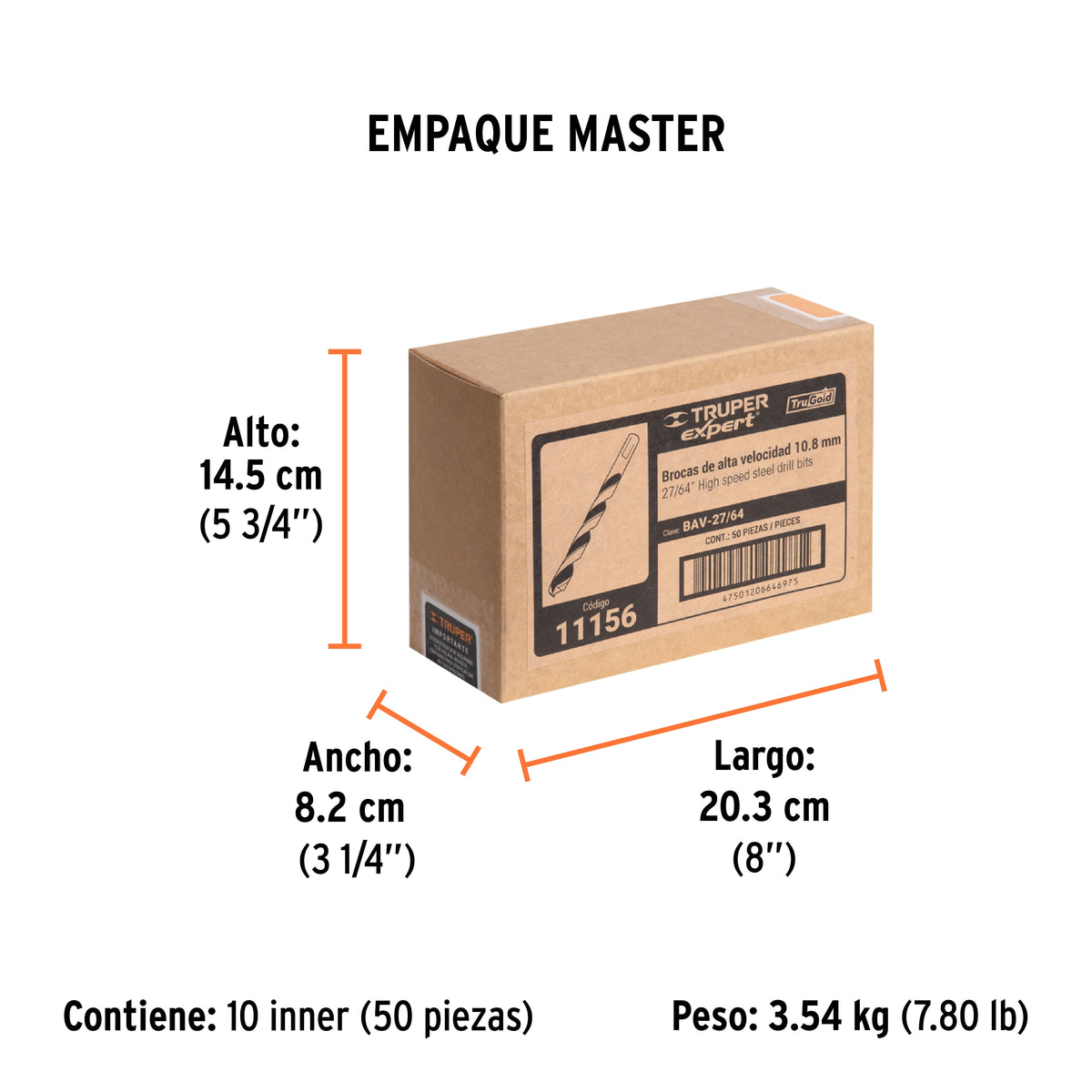Broca HSS Trugold para metal Truper Expert 27/64"